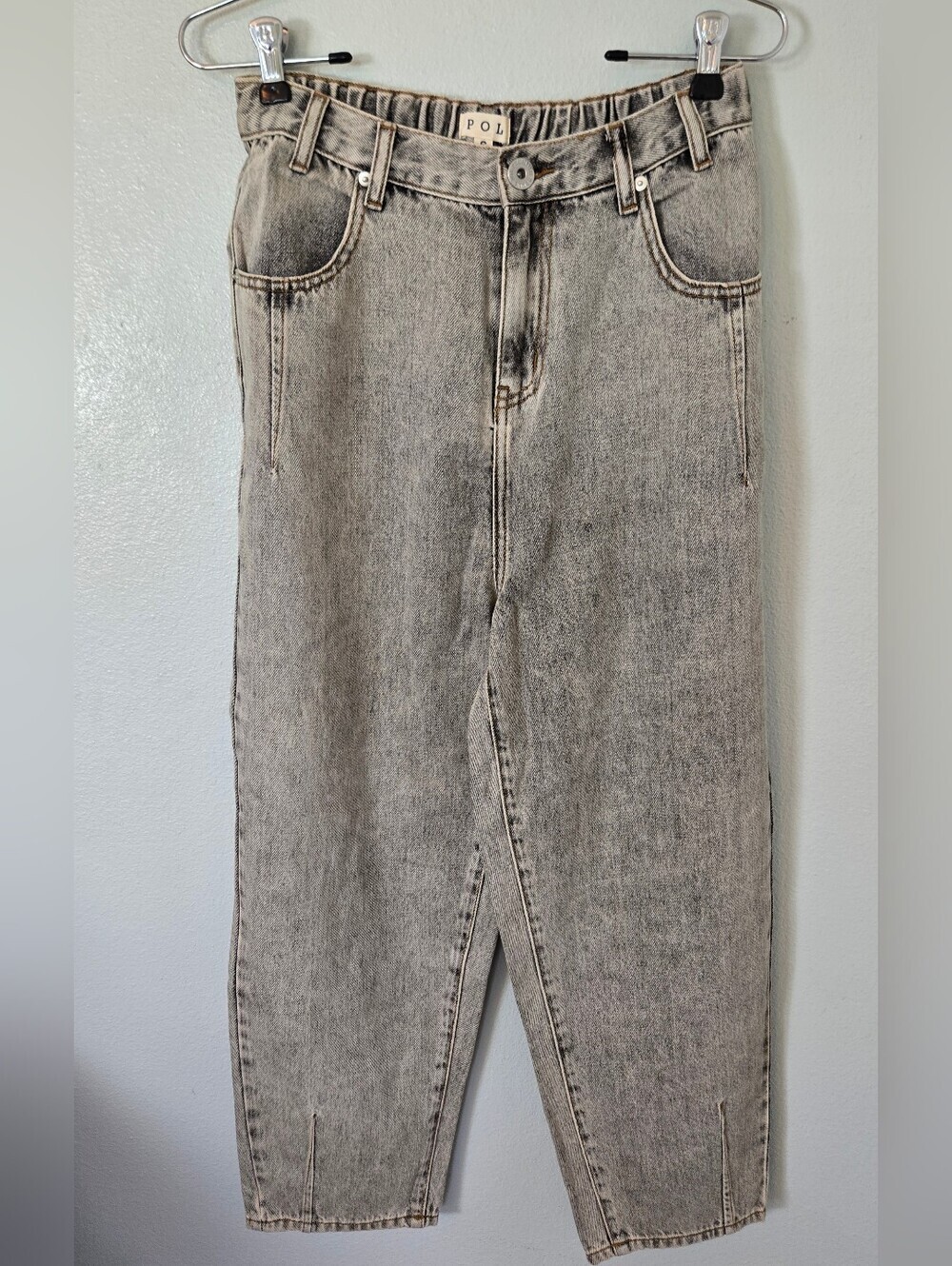 POL | Acid Wash High Rise Barrel Jeans Elastic Waist Size Small